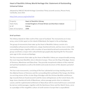 Heart of Neolithic Orkney Statement of Outstanding Universal Value