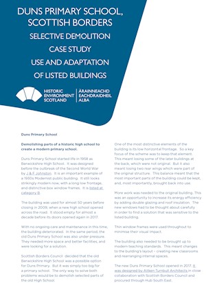 Front cover of a case study about Duns Primary School.