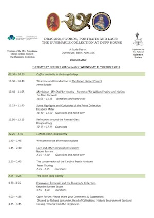 Dragons, Swords, Portraits and Lace Programme